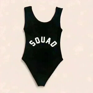 Ravesuits SQUAD Black One Piece Swimsuit High Cut Backless Strappy Bandeau S